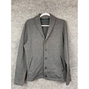 Perry Ellis Cardigan Sweater Mens Small Gray Shawl Collar Button Front